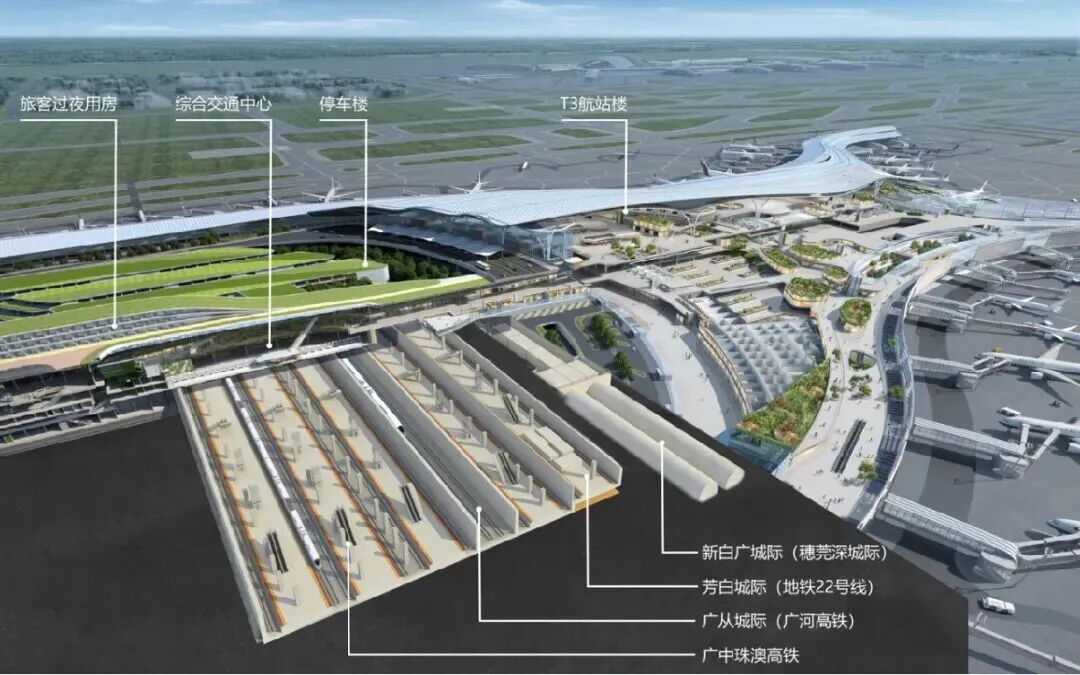 廣州白云國際機場三期擴建工程交通中心綜合體項目示意圖。 廣州白云國際機場三期擴建工程交通中心綜合體項目示意圖。